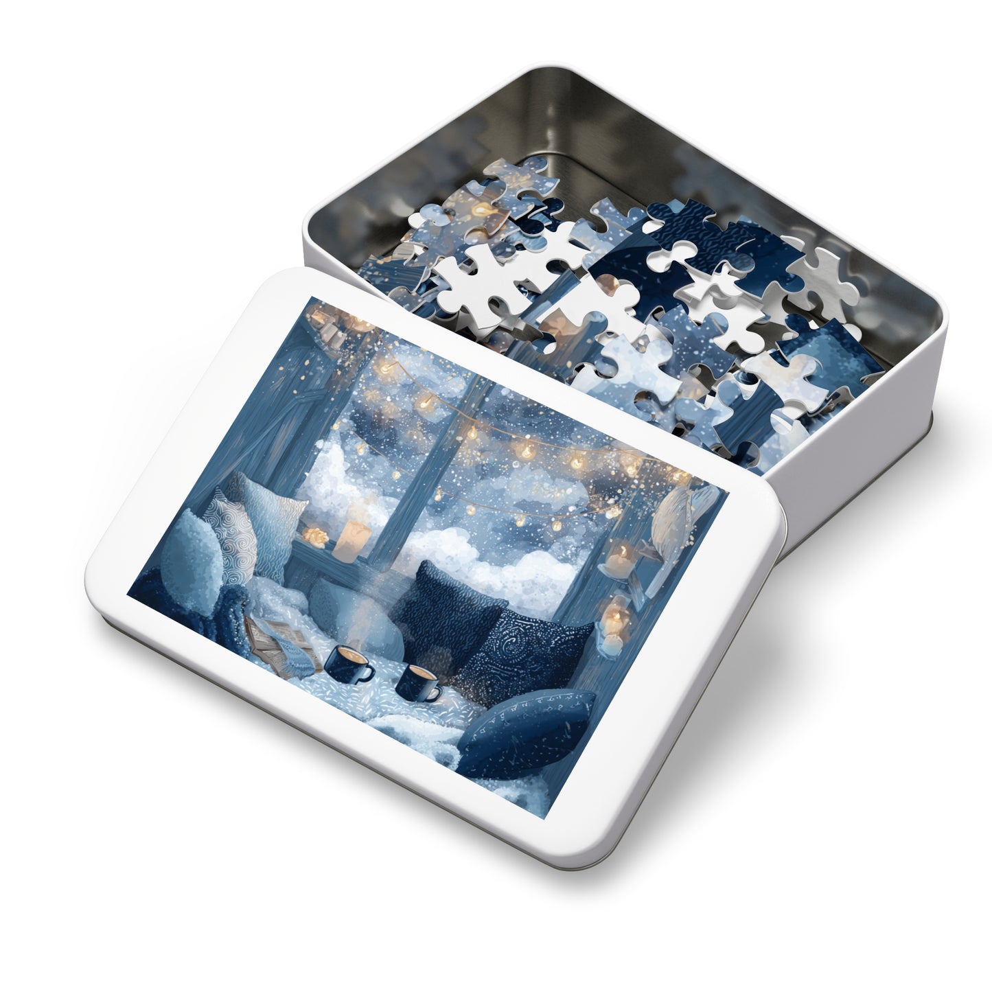 Snowy Window Glow Cozy Winter Night Hygge Jigsaw for Relaxing Evenings & Holiday Gifts