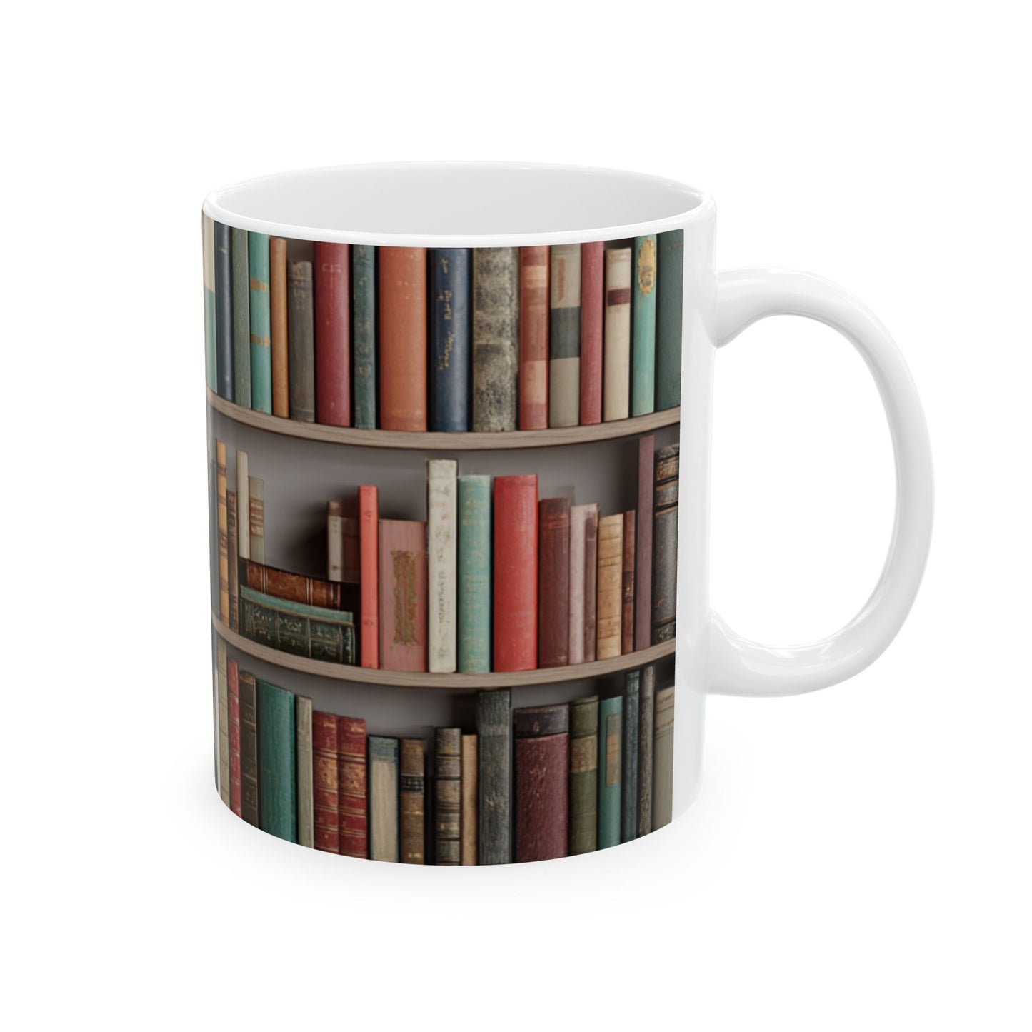 Bookshelf Ceramic Mug | Cozy Book Lover Gift | Reading Coffee and Tea Mug | Book Club Gift | Jazz N’ Coffee Puzzles