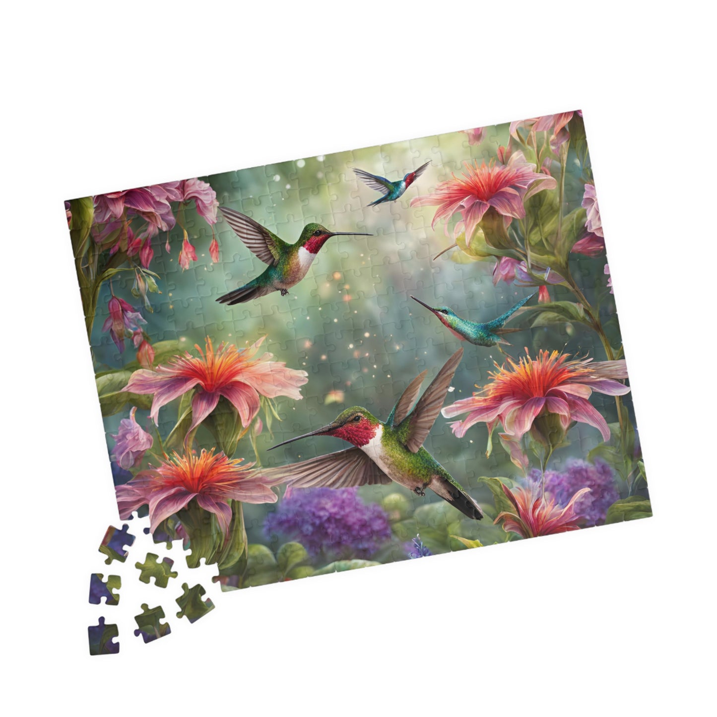 Nature's Harmony Puzzle - Colorful Hummingbirds & Flowers, 110-1014 pieces, Perfect for Family Time, Gifts, and Relaxation