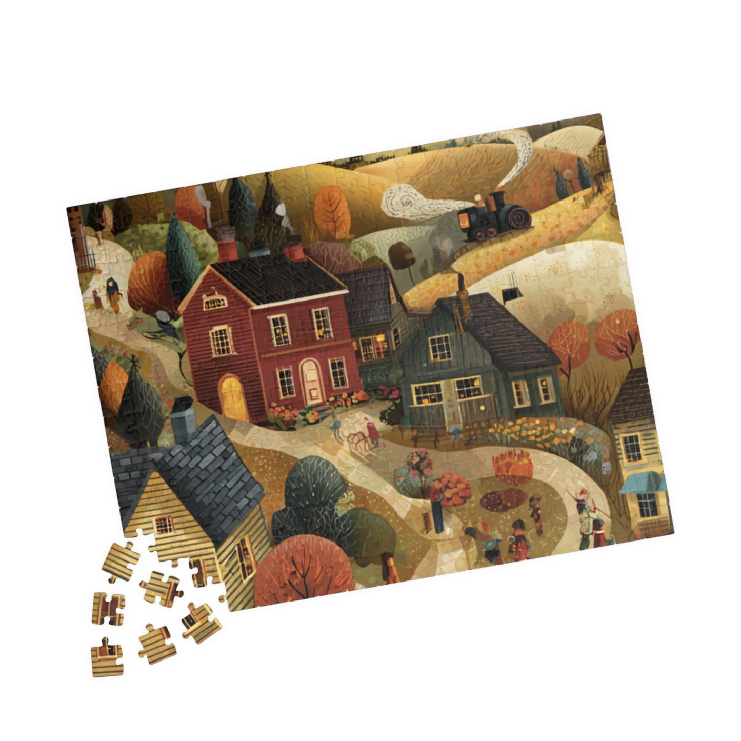Autumnbrook Hollow Village Puzzle – Cozy Fall Family Fun, Seasonal Gift, Indoor Activity | 110–1014 Pieces