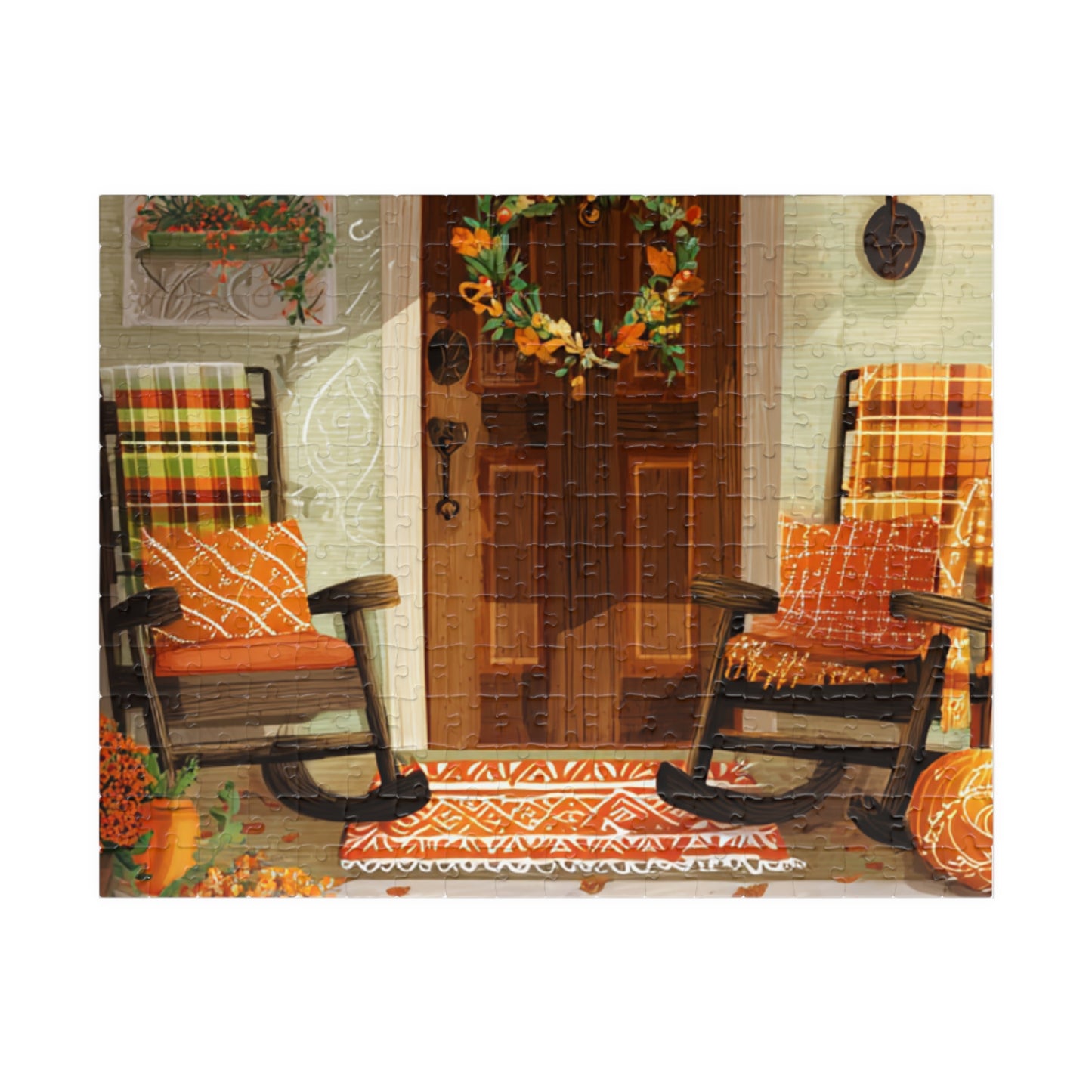 Autumn Porch Puzzle — 520/1014-Piece Fall Jigsaw with Cozy Harvest Doorway Scene