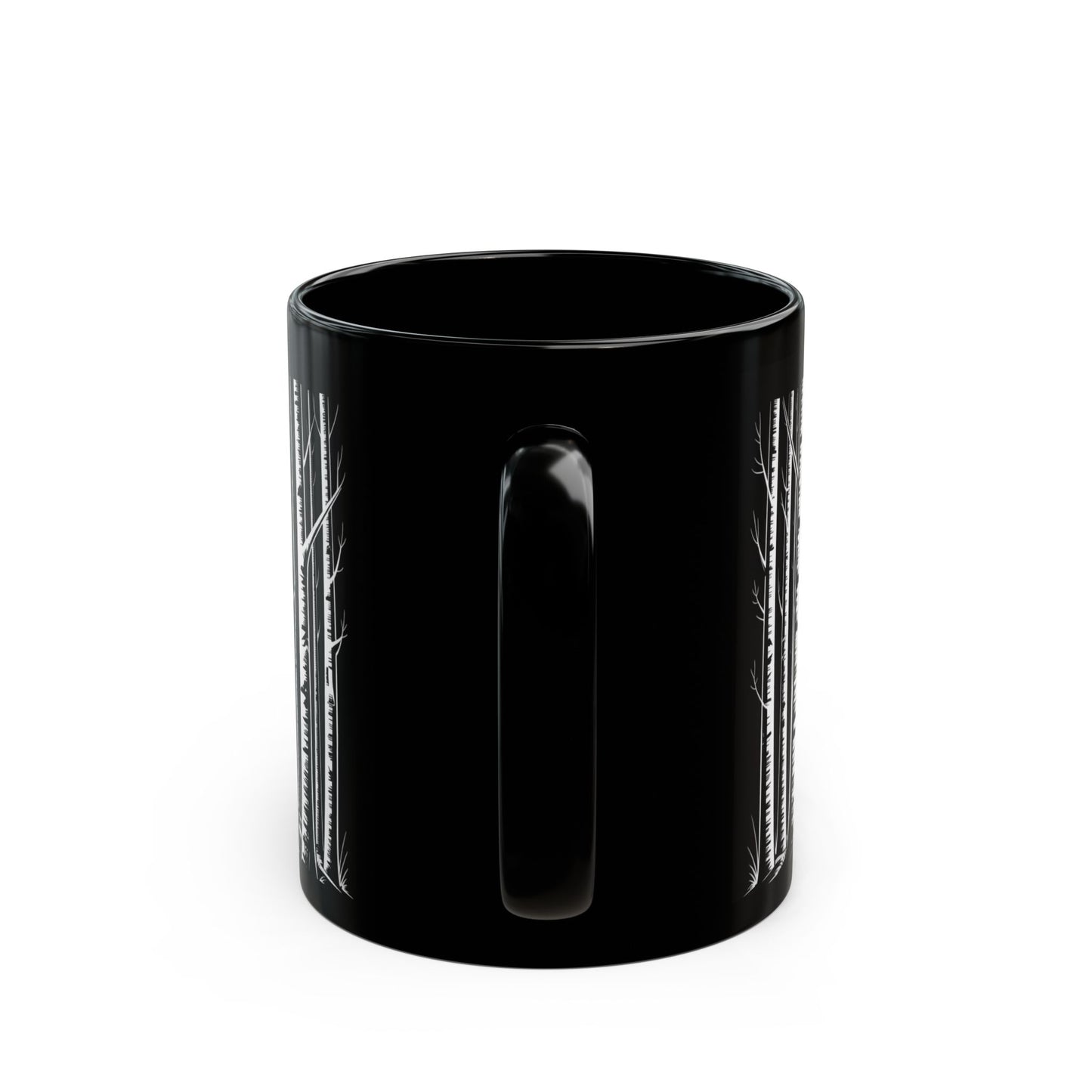 Wolf Howling at the Moon Forest Mug — Black Ceramic Coffee Cup (11oz, 15oz)