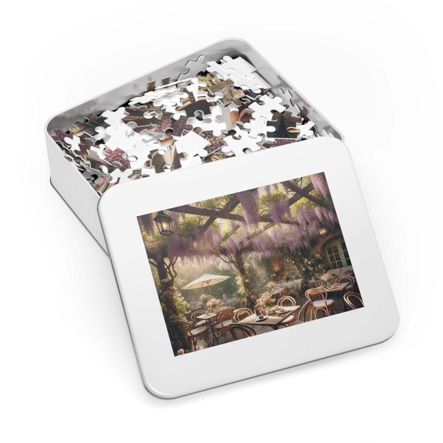 Wisteria Whispers Jigsaw Puzzle – Enchanted Café Scene, Cozy Indoor Activity, Gift for Puzzle Lovers, Relaxing Art Puzzle