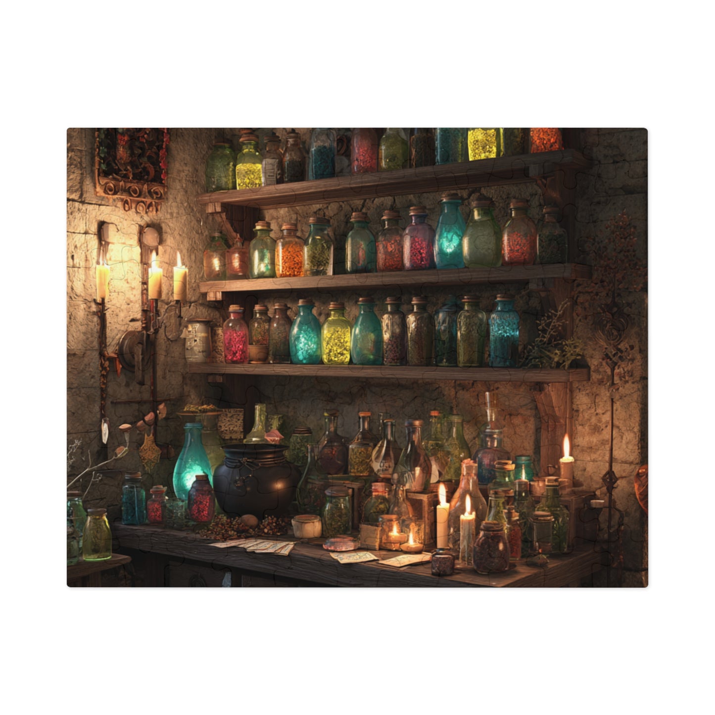 Witchs Potion Room Puzzle with Spellbinding Bottles, Magical Brews an Enchanted Jigsaw Puzzle with Decorative Tin