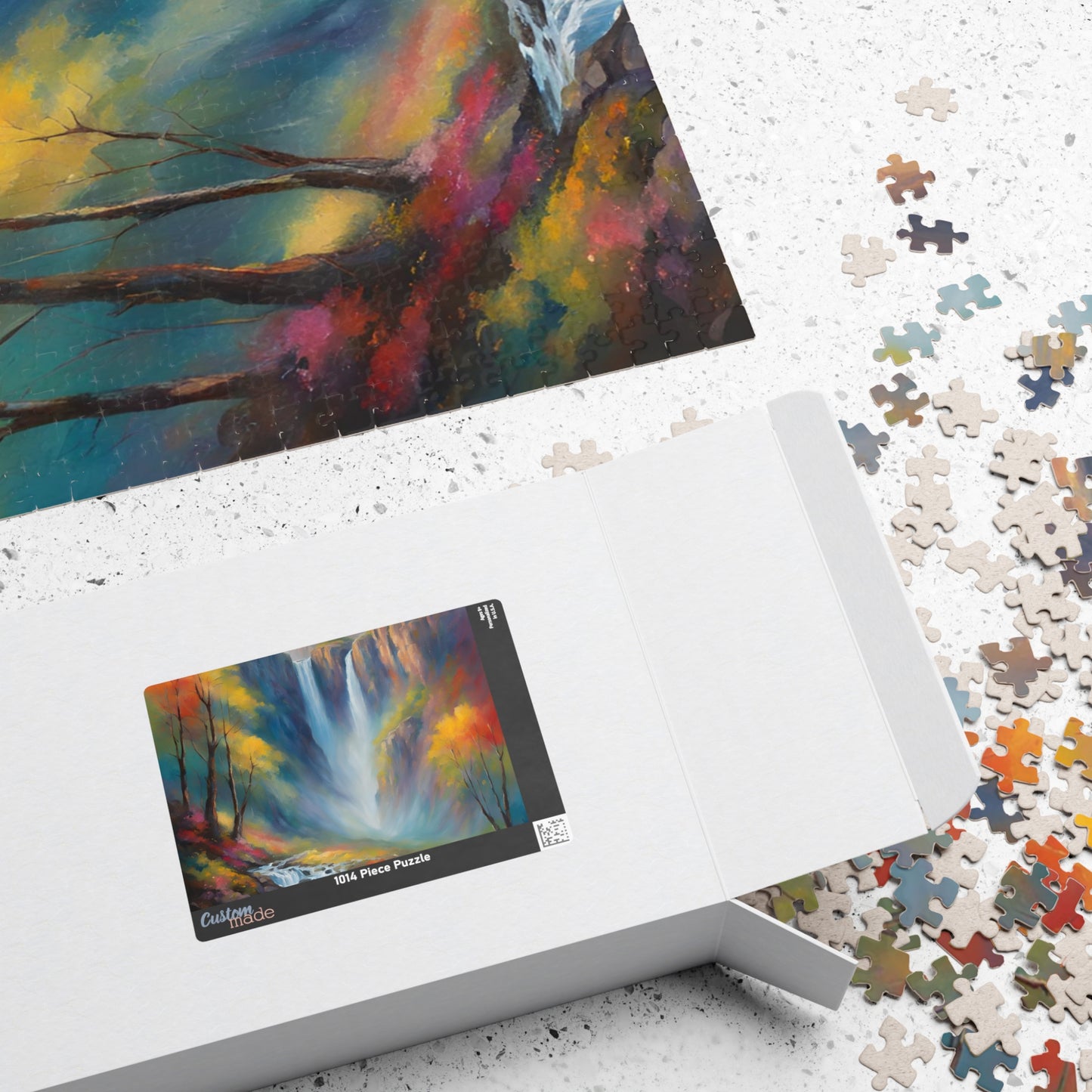 Autumn Falls: Waterfall in the Woods Puzzle | Serene Nature Jigsaw | Cozy Fall Activity Gift | Jazz N’ Coffee Puzzles