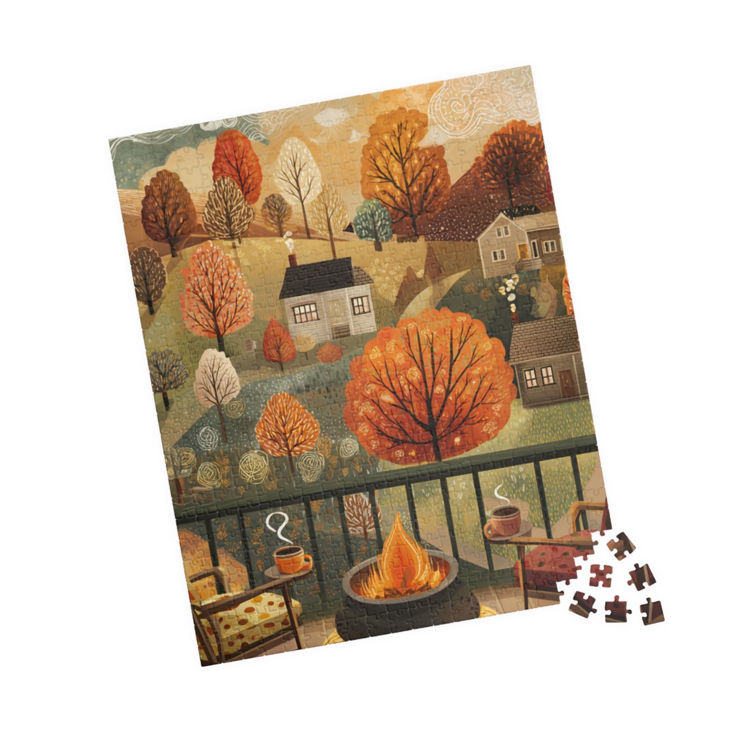 Autumn Evening Puzzle — Cozy Fall Landscape Jigsaw (110/252/520/1014 pcs)