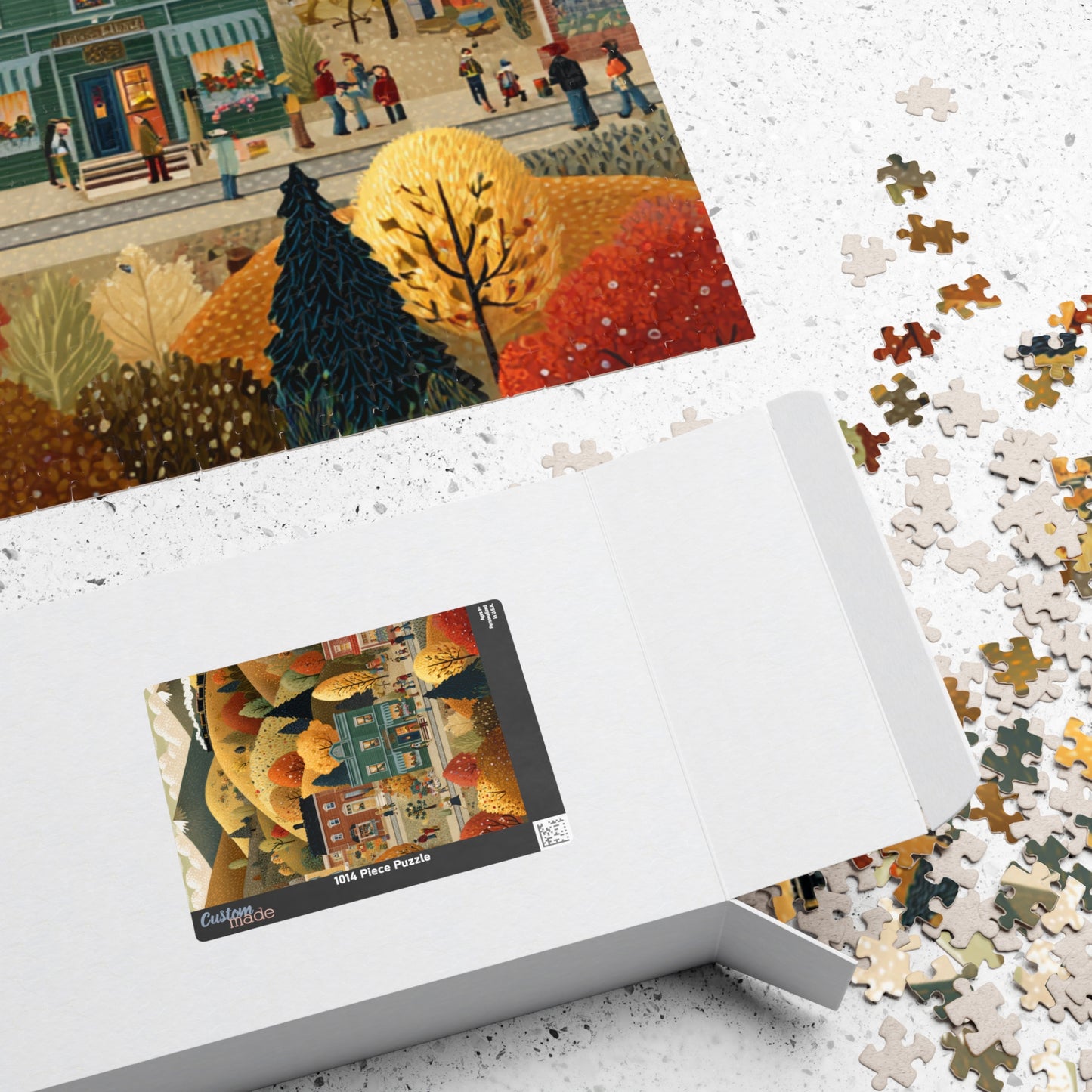 Whispering Pines Village Puzzle | Autumn Mountain Countryside Scene | Cozy Fall Jigsaw Gift | Jazz N’ Coffee Puzzles