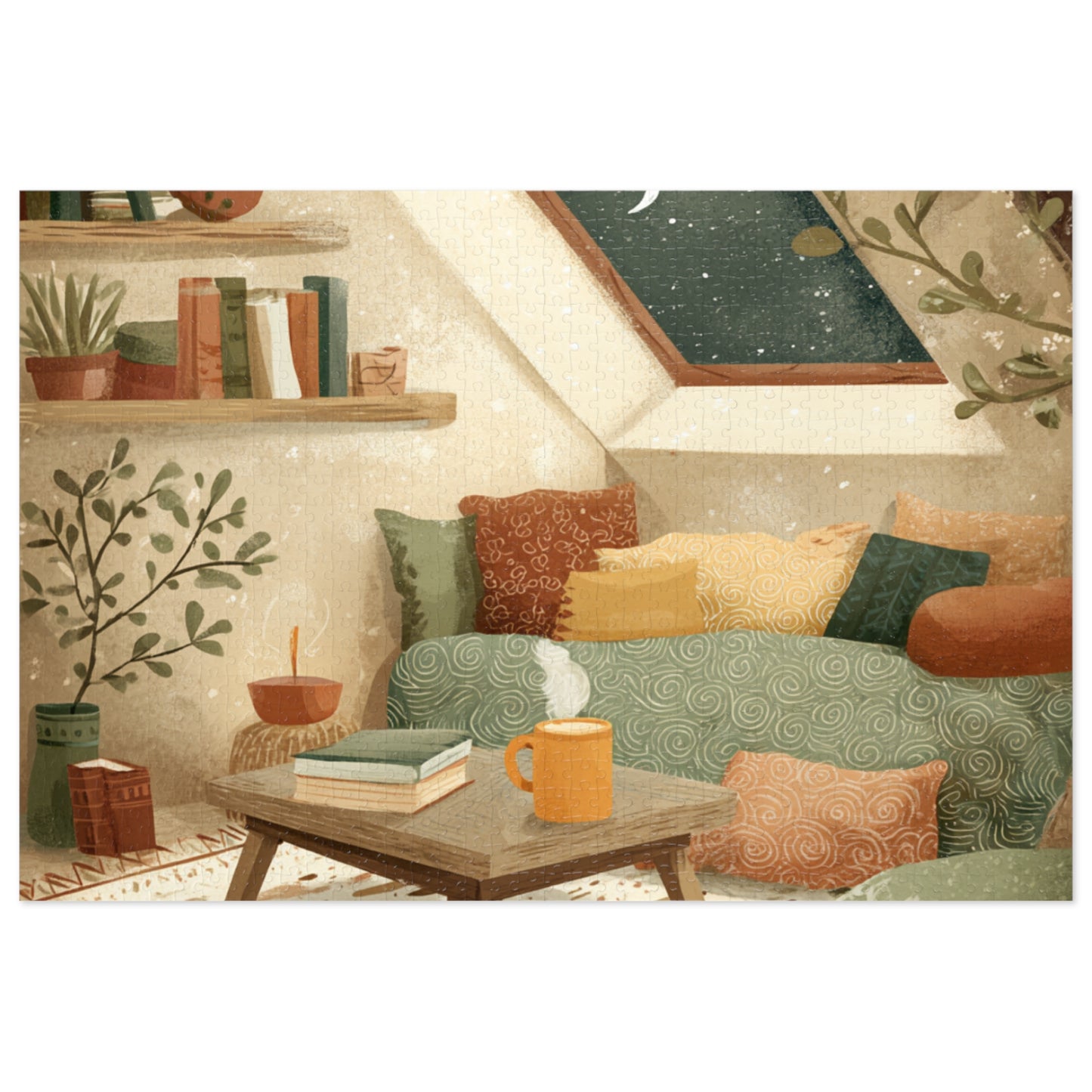 Cozy Night In Jigsaw Puzzle with Tin — 500‑Piece Reading Nook Puzzle