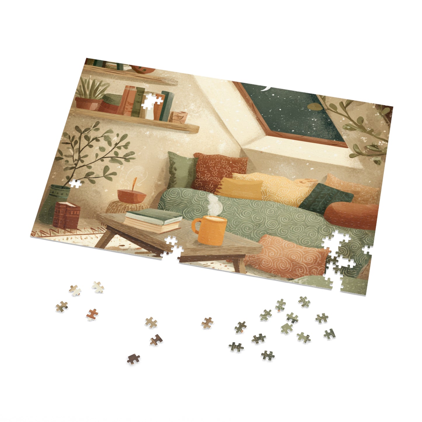 Cozy Night In Jigsaw Puzzle with Tin — 500‑Piece Reading Nook Puzzle