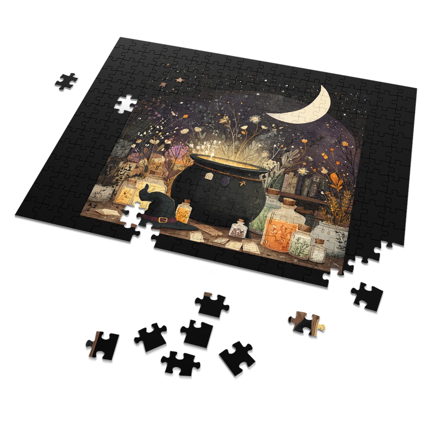 Witchs Magical Cauldron Puzzle with Tin, Bubbling Brews, Enchanted Ingredients & Spellbound Fun, Halloween Puzzle, Witch-Themed Gift