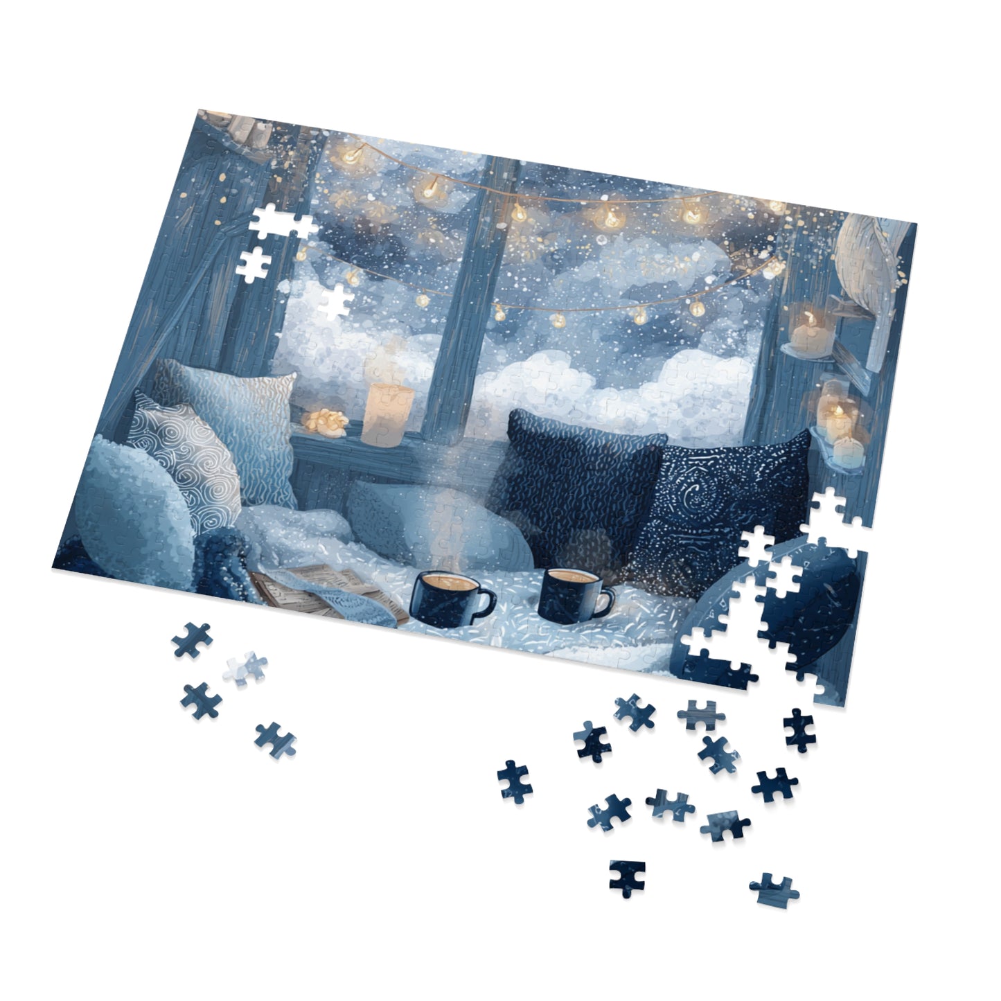 Snowy Window Glow Cozy Winter Night Hygge Jigsaw for Relaxing Evenings & Holiday Gifts