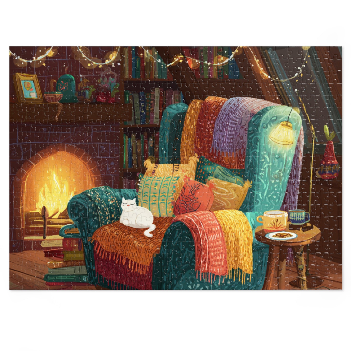 Cozy Cat Jigsaw Puzzle with Tin, Fun Family Activity, Cat Lovers Gift, Home Decor, Relaxing Indoor Game, Perfect for Holidays