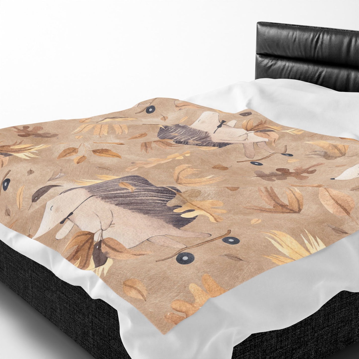 Hedgehog Skate Velveteen Plush Blanket – Cute Woodland Animal Throw for Kids & Cozy Autumn Decor