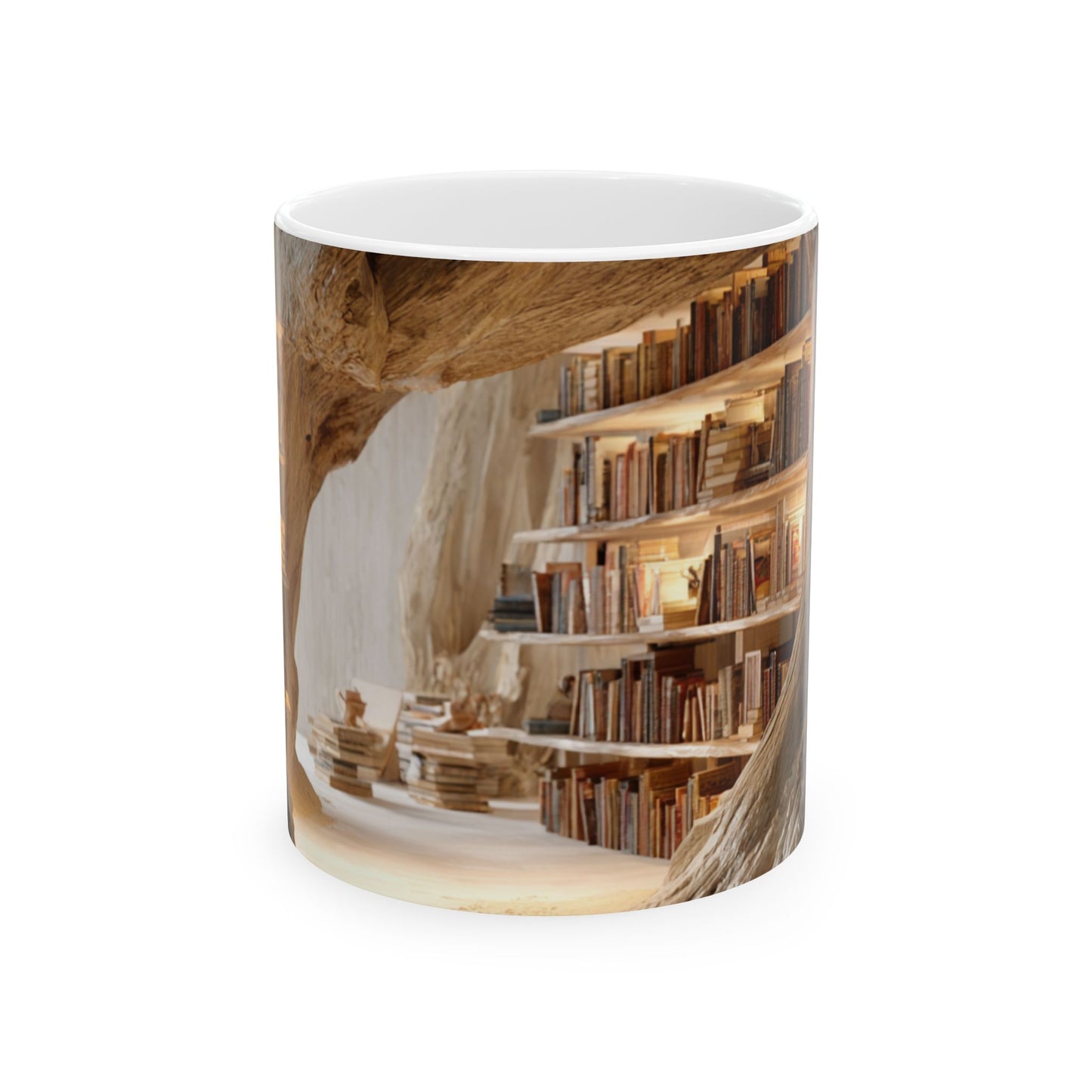 Book Nook Ceramic Mug — Cozy Cave Library Coffee Cup (11oz, 15oz)