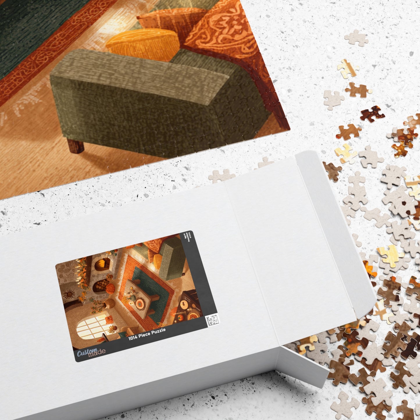 Fireside Comfort Puzzle | Cozy Autumn Living Room Scene | Glowing Fall Fireplace Jigsaw | Jazz N’ Coffee Puzzles