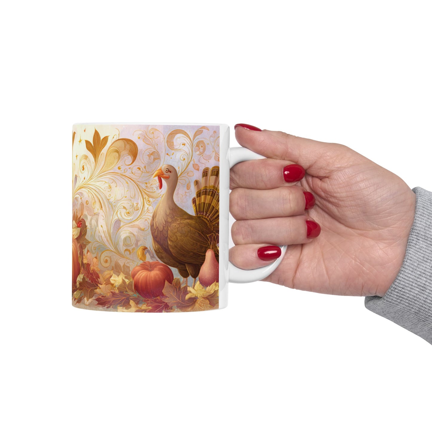 Whimsical Thanksgiving Pumpkin & Turkey Mug | Cozy Fall Coffee Cup | Festive Harvest Gift 11oz / 15oz | Jazz N’ Coffee Puzzles