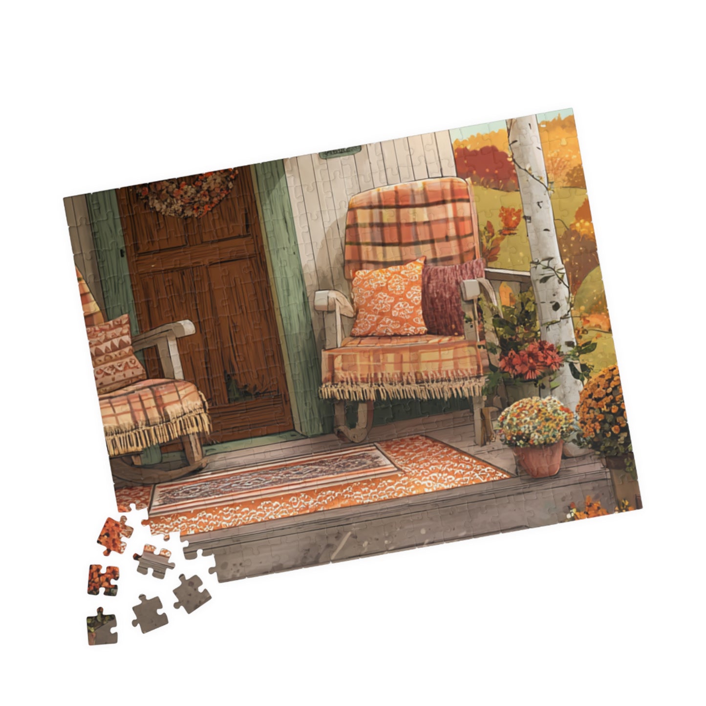 Autumn Porch Puzzle – Cozy Fall Front Porch Jigsaw (110/252/520/1014 pcs)