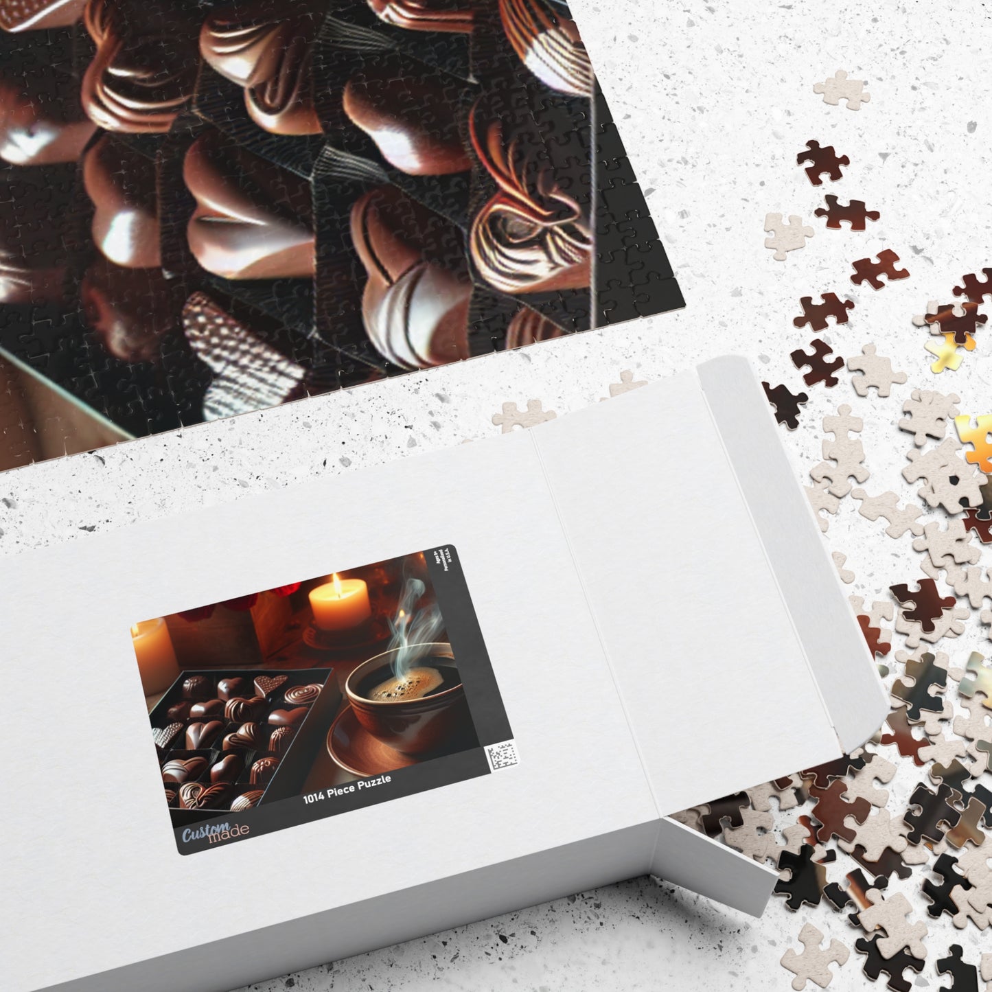 Valentine’s Indulgence Jigsaw Puzzle – Cozy Chocolate, Coffee & Candlelight Scene, Perfect Romantic Gift
