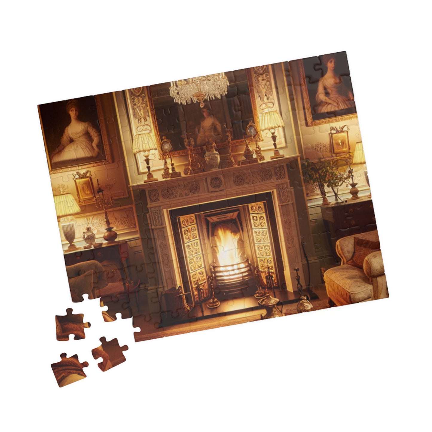 Victorian Elegance Puzzle – Cozy Victorian Living Room with Fireplace, Perfect Fall & Winter Gift
