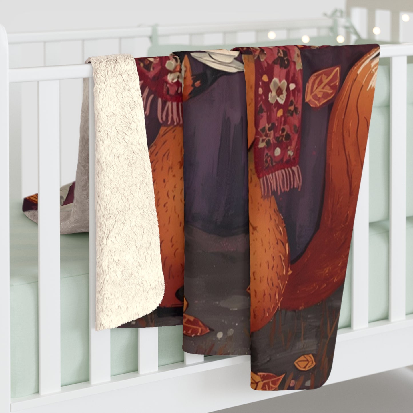 Whimsical Fox Tea Party Sherpa Fleece Blanket | Cozy Woodland Throw | Soft Plush Blanket Gift | Cute Animal Blanket