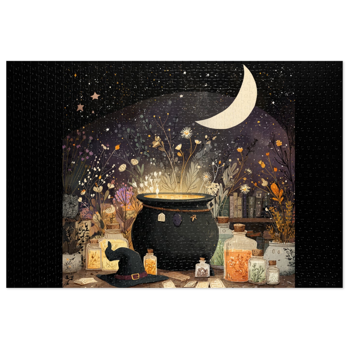 Witchs Magical Cauldron Puzzle with Tin, Bubbling Brews, Enchanted Ingredients & Spellbound Fun, Halloween Puzzle, Witch-Themed Gift