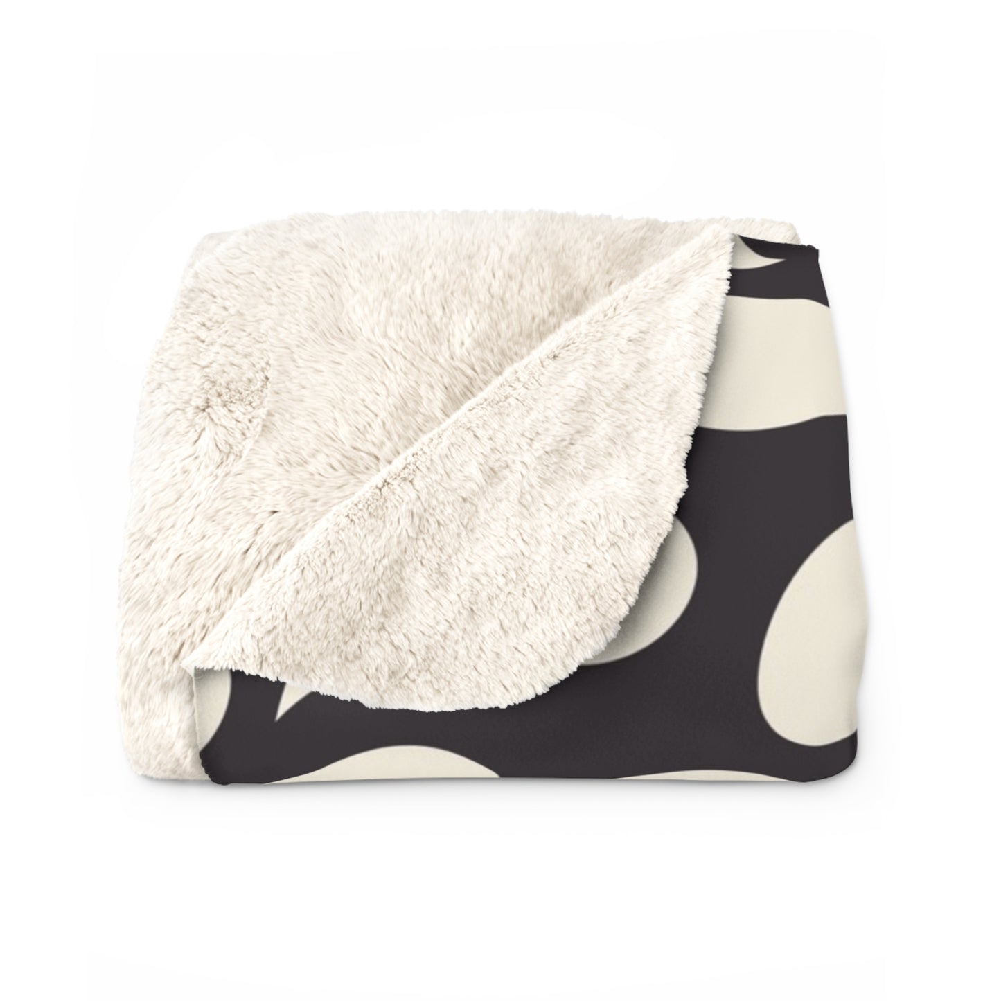 Black & Cream Swirl Sherpa Blanket — Cozy Geometric Fleece Throw