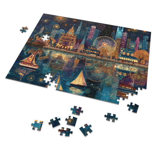 Seattle Skyline Puzzle – A Whimsical Jigsaw Puzzle with Tin