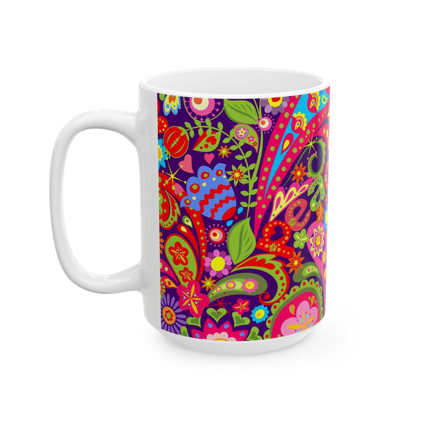 Colorful Peace-Themed Ceramic Mug