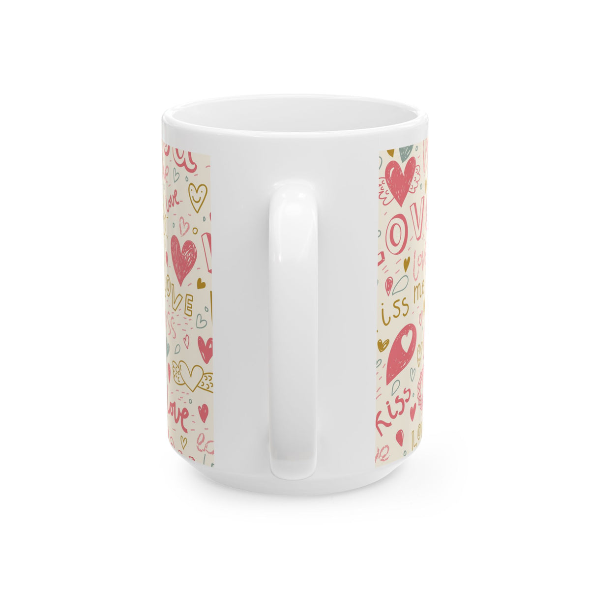 Colorful Love Mug, Hearts and Kisses Coffee Cup, Valentines Day Gift, Romantic Mug for Couples, Gift for Friends, Family, Significant Other
