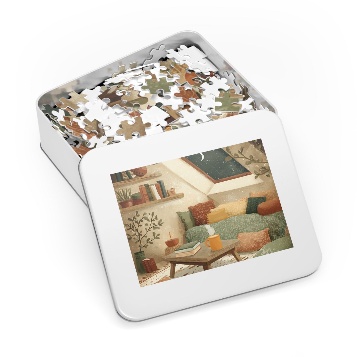 Cozy Night In Jigsaw Puzzle with Tin — 500‑Piece Reading Nook Puzzle