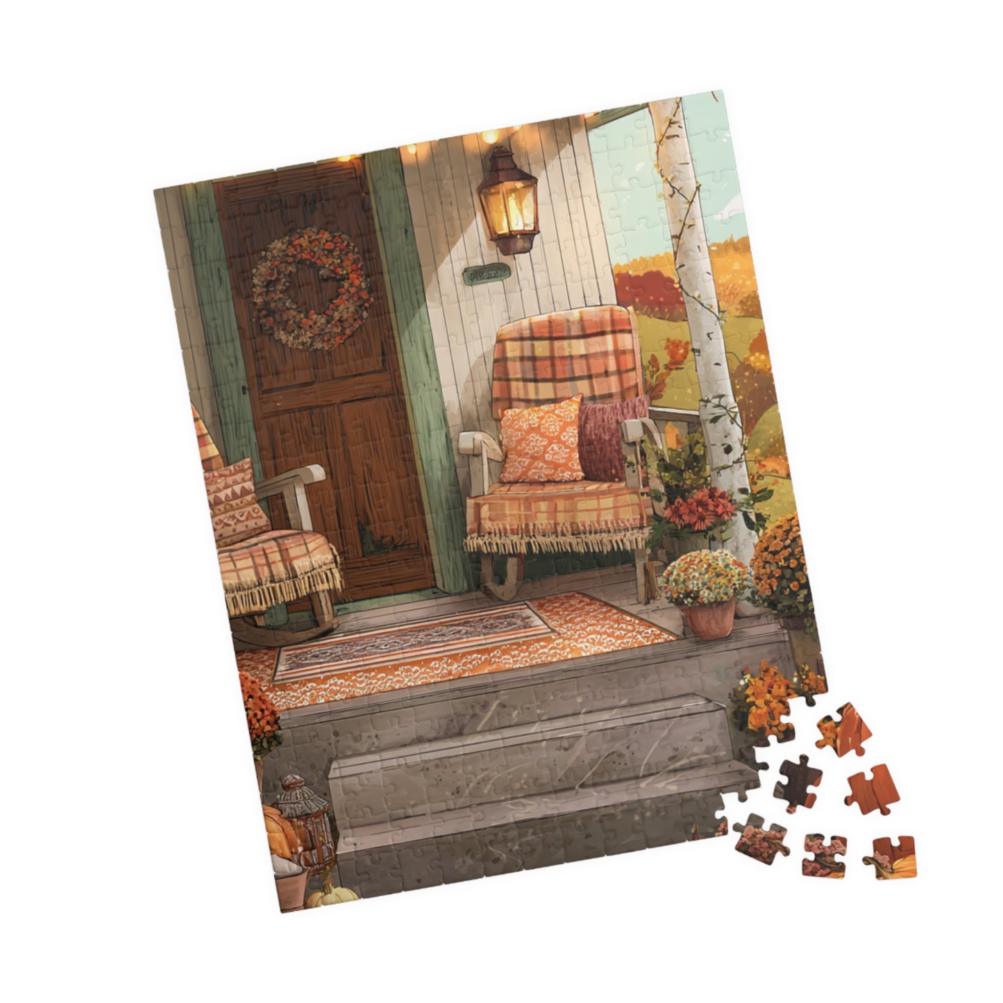 Autumn Porch Puzzle – Cozy Fall Front Porch Jigsaw (110/252/520/1014 pcs)