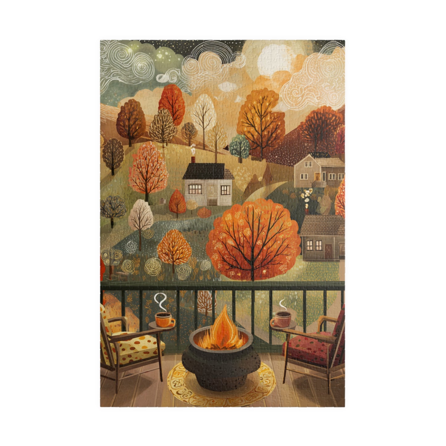 Autumn Evening Puzzle — Cozy Fall Landscape Jigsaw (110/252/520/1014 pcs)