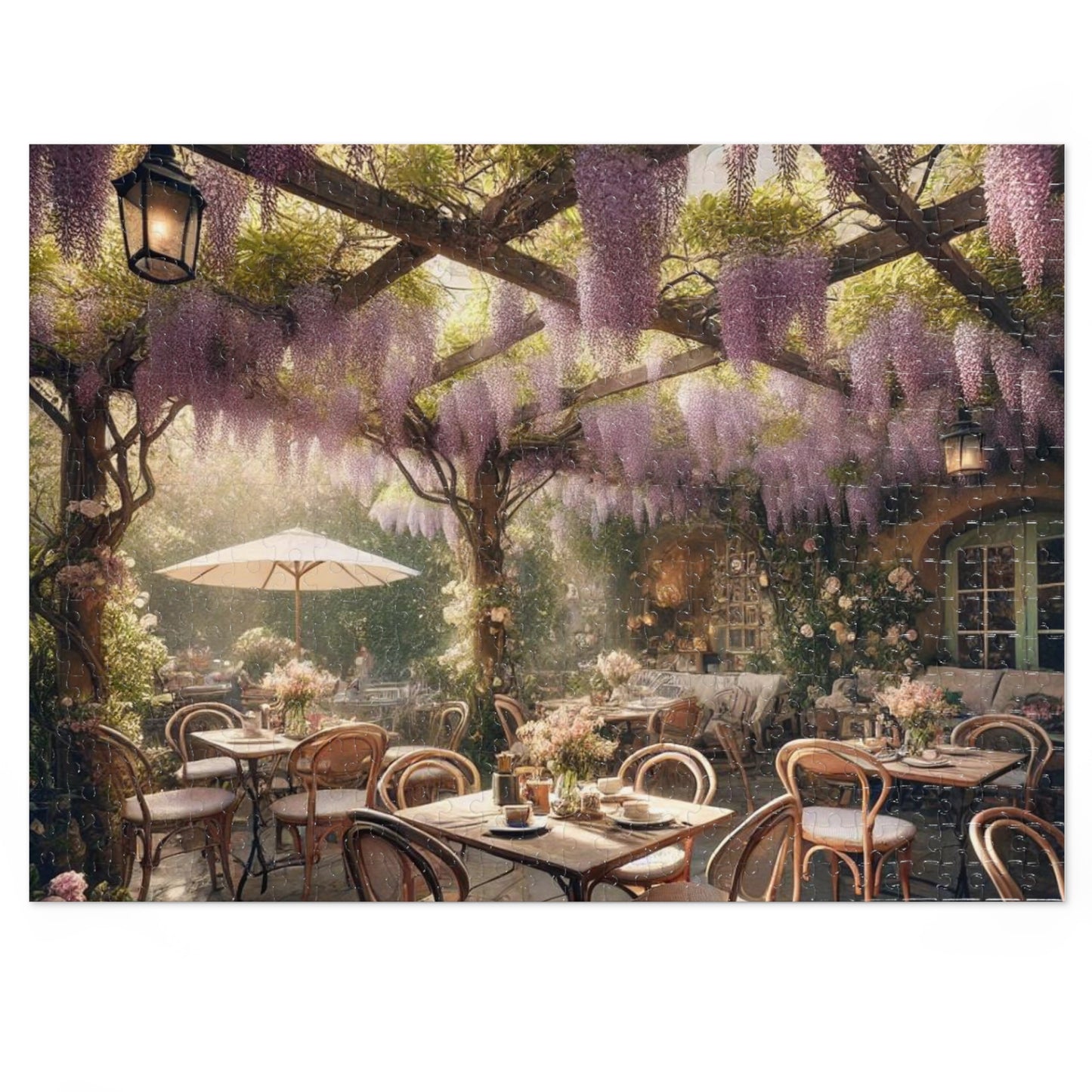 Wisteria Whispers Jigsaw Puzzle – Enchanted Café Scene, Cozy Indoor Activity, Gift for Puzzle Lovers, Relaxing Art Puzzle