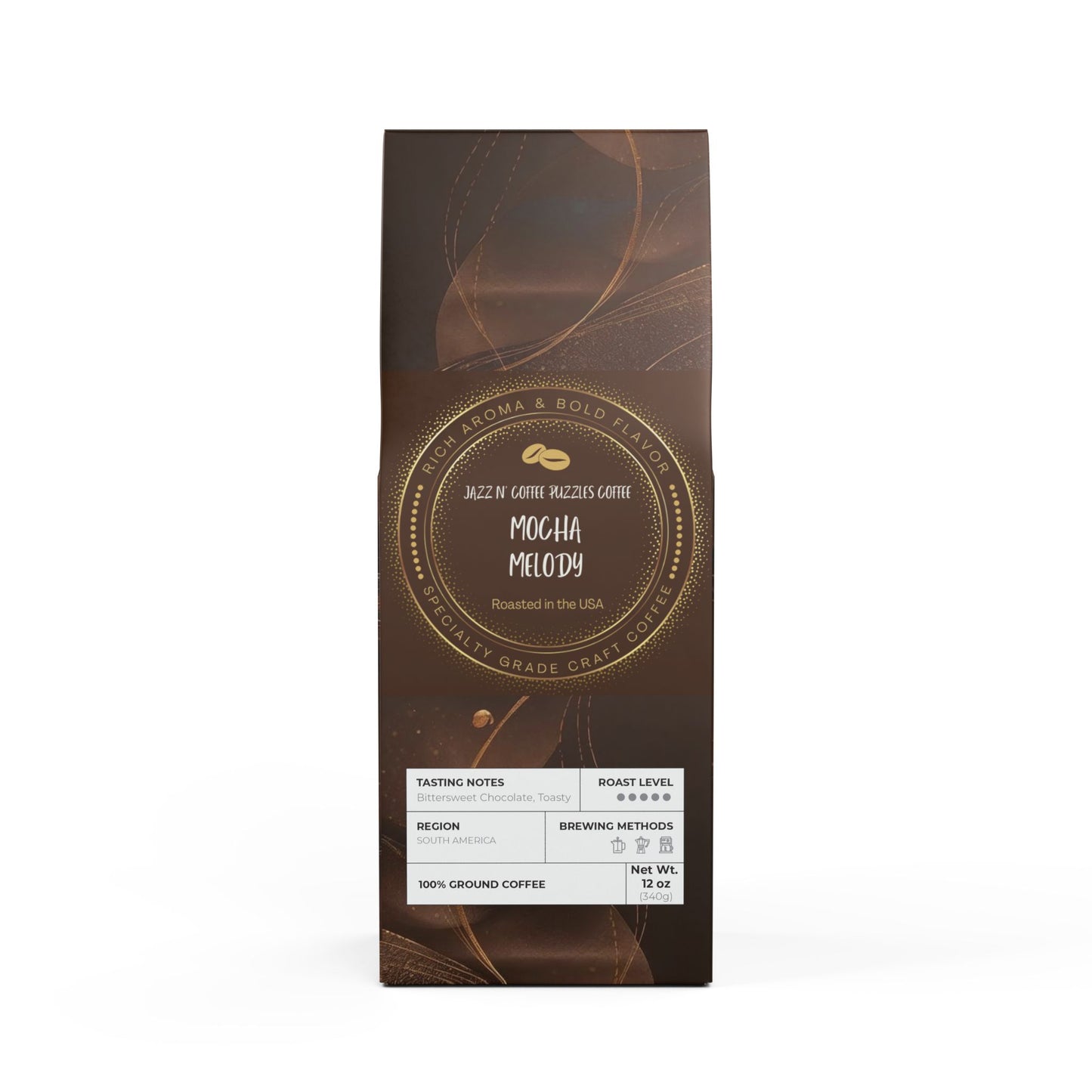 Mocha Melody Coffee Blend – Dark French Roast | Jazz N’ Coffee Puzzles- Gift For Coffee Lovers