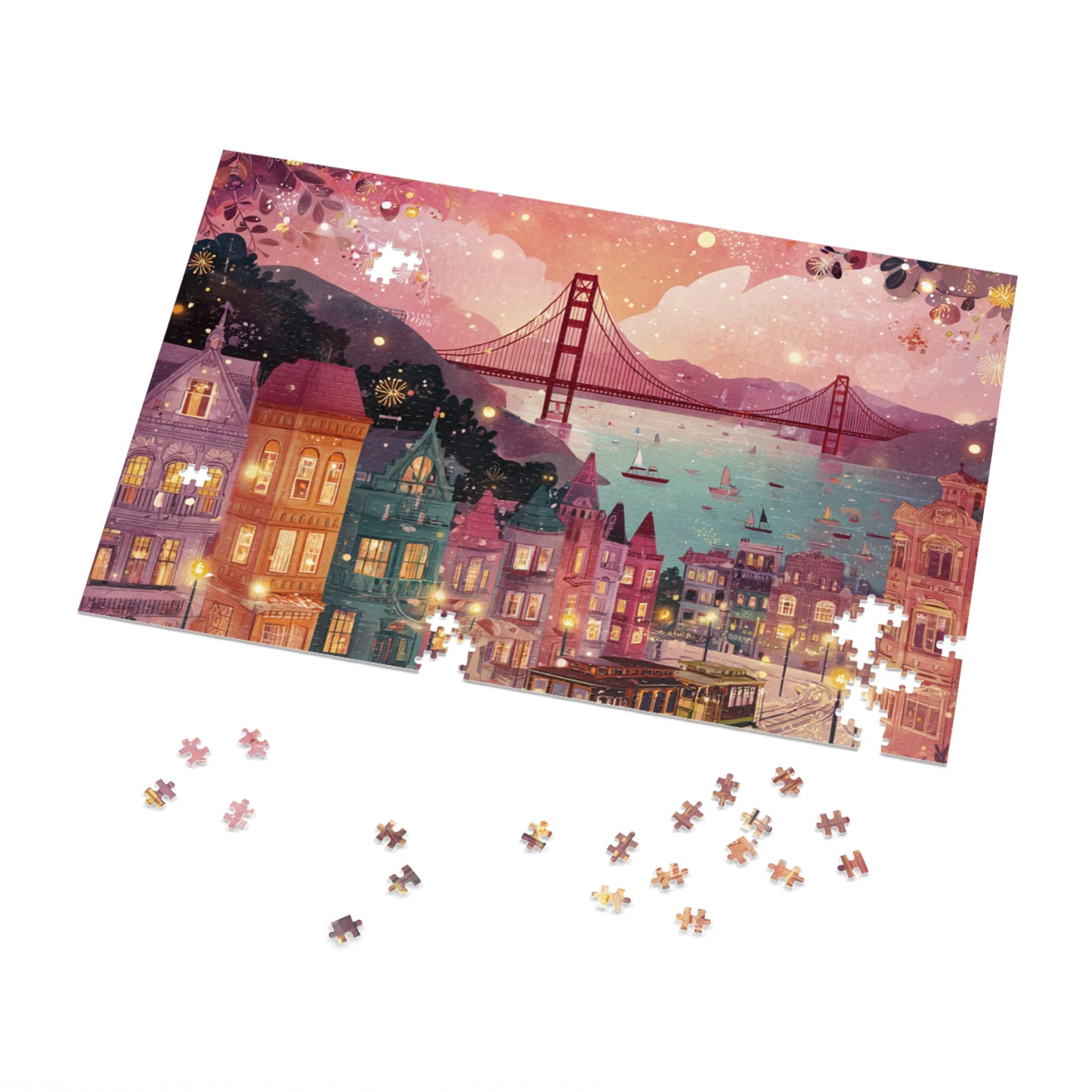 San Francisco by the Bay Puzzle – A Whimsical Cityscape-Jigsaw Puzzle with Tin