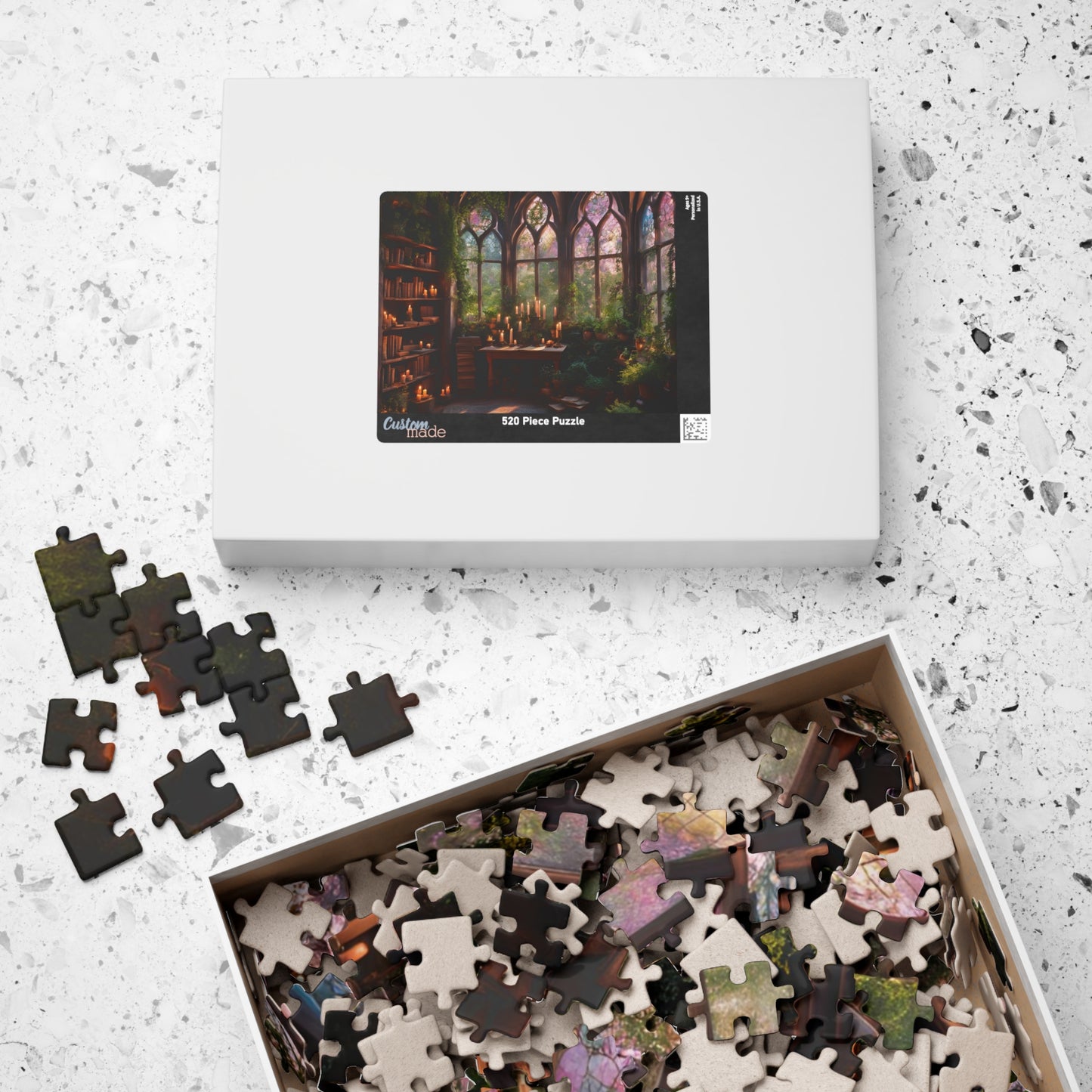Magical Cozy Library Puzzle, 110, 252, 520, 1014-piece, Magical cozy library puzzle with enchanted books and mystical artifacts"