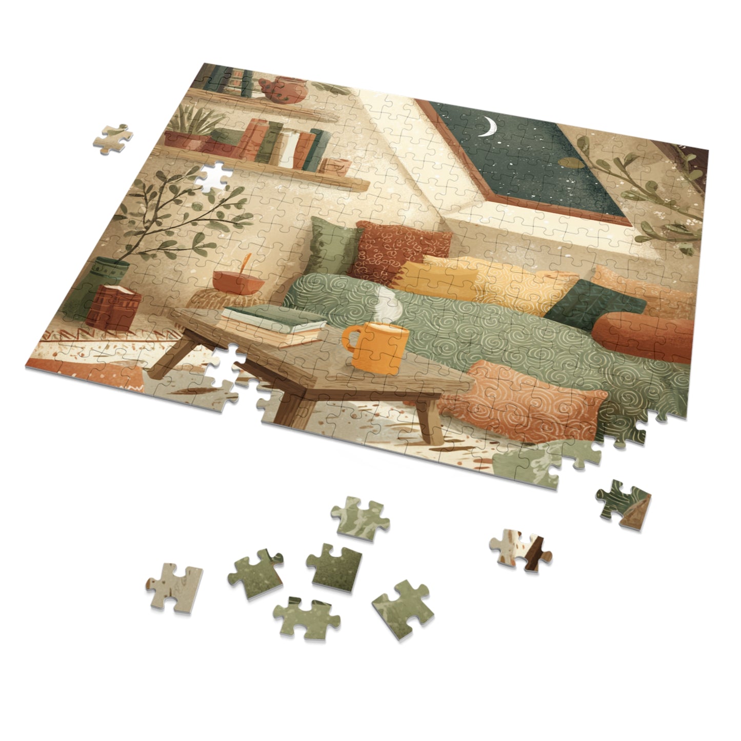 Cozy Night In Jigsaw Puzzle with Tin — 500‑Piece Reading Nook Puzzle