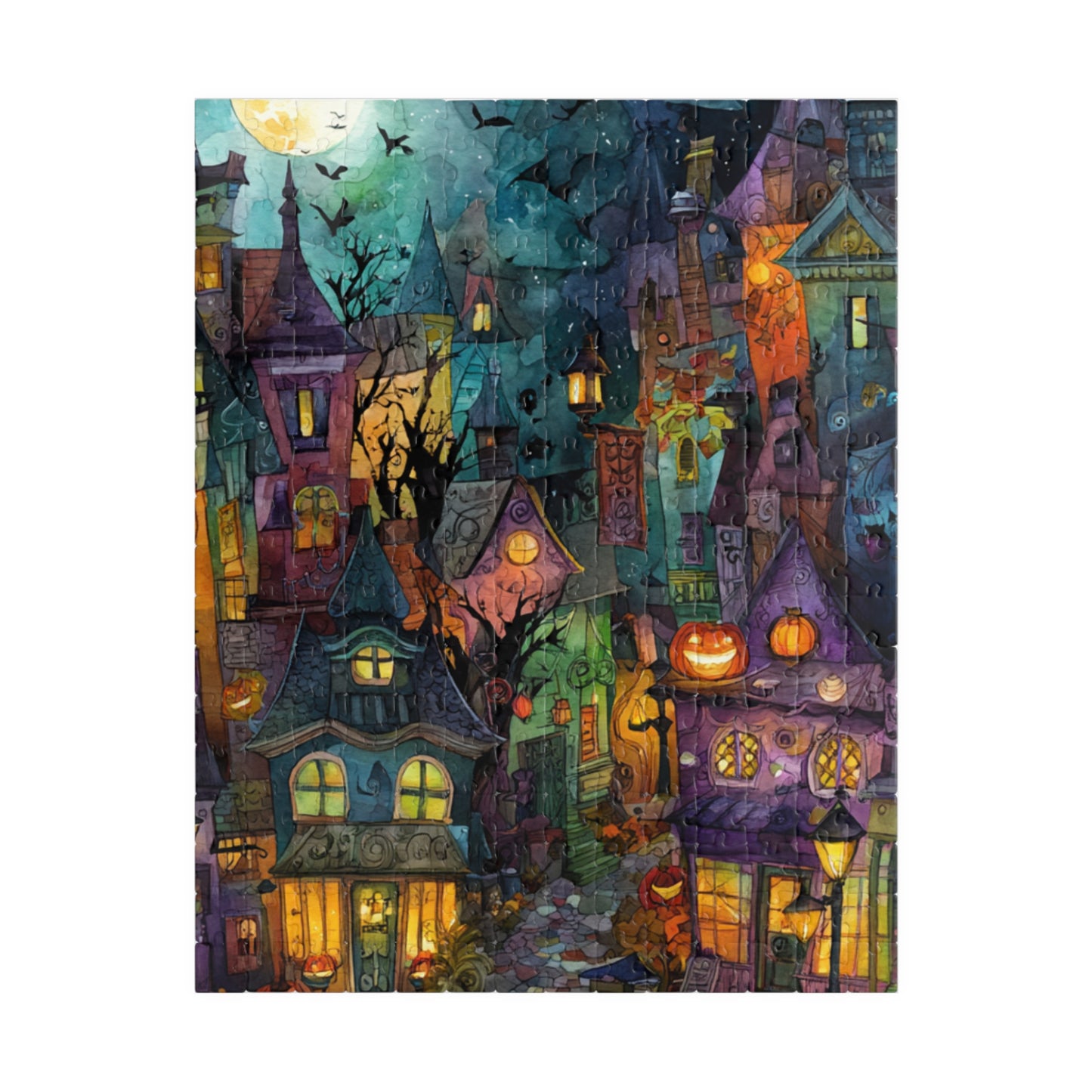 Spookington Village Collection, Halloween Bat Spectacular Puzzle, Whimsical Haunted Town Jigsaw for Kids & Adults, Halloween Decor, Family Game Night