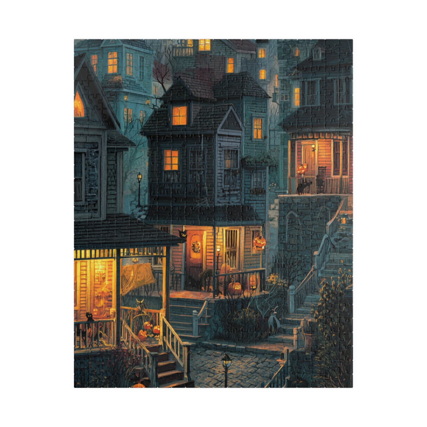 Creepy Town on Halloween Night Puzzle, Spooky Haunted Jigsaw for Family Game Night & Seasonal Fun, 110-1014 Piece Jigsaw Puzzle