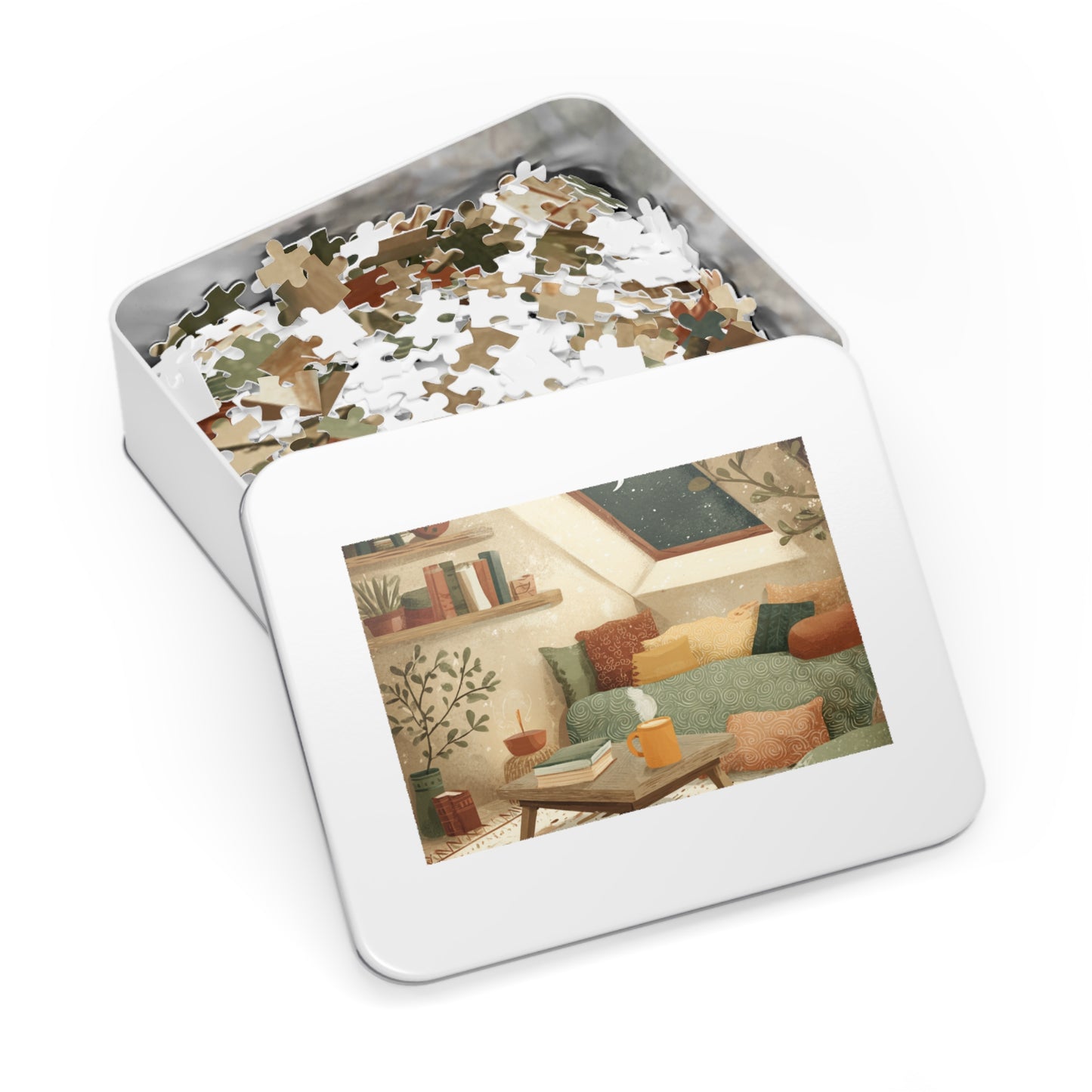 Cozy Night In Jigsaw Puzzle with Tin — 500‑Piece Reading Nook Puzzle
