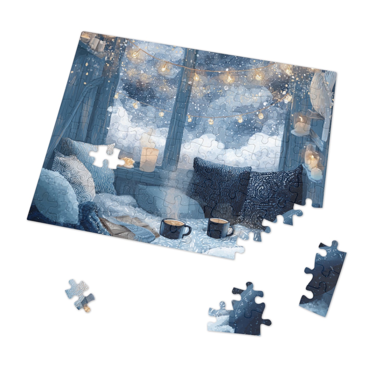 Snowy Window Glow Cozy Winter Night Hygge Jigsaw for Relaxing Evenings & Holiday Gifts