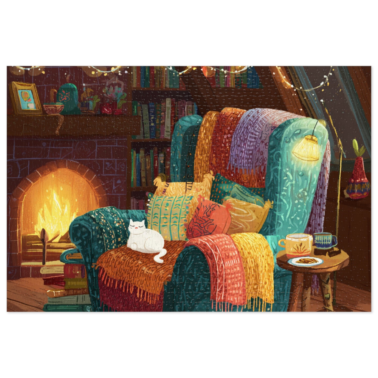 Cozy Cat Jigsaw Puzzle with Tin, Fun Family Activity, Cat Lovers Gift, Home Decor, Relaxing Indoor Game, Perfect for Holidays
