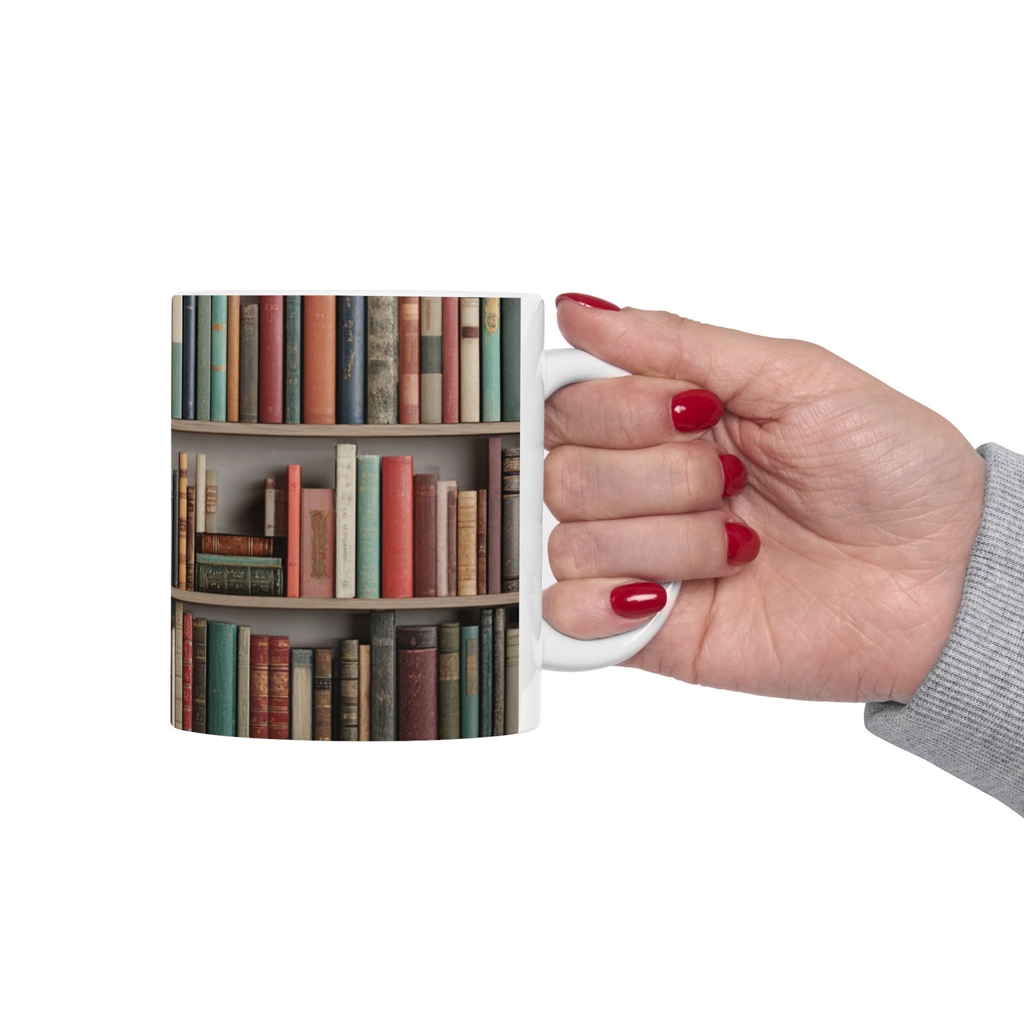 Bookshelf Ceramic Mug | Cozy Book Lover Gift | Reading Coffee and Tea Mug | Book Club Gift | Jazz N’ Coffee Puzzles