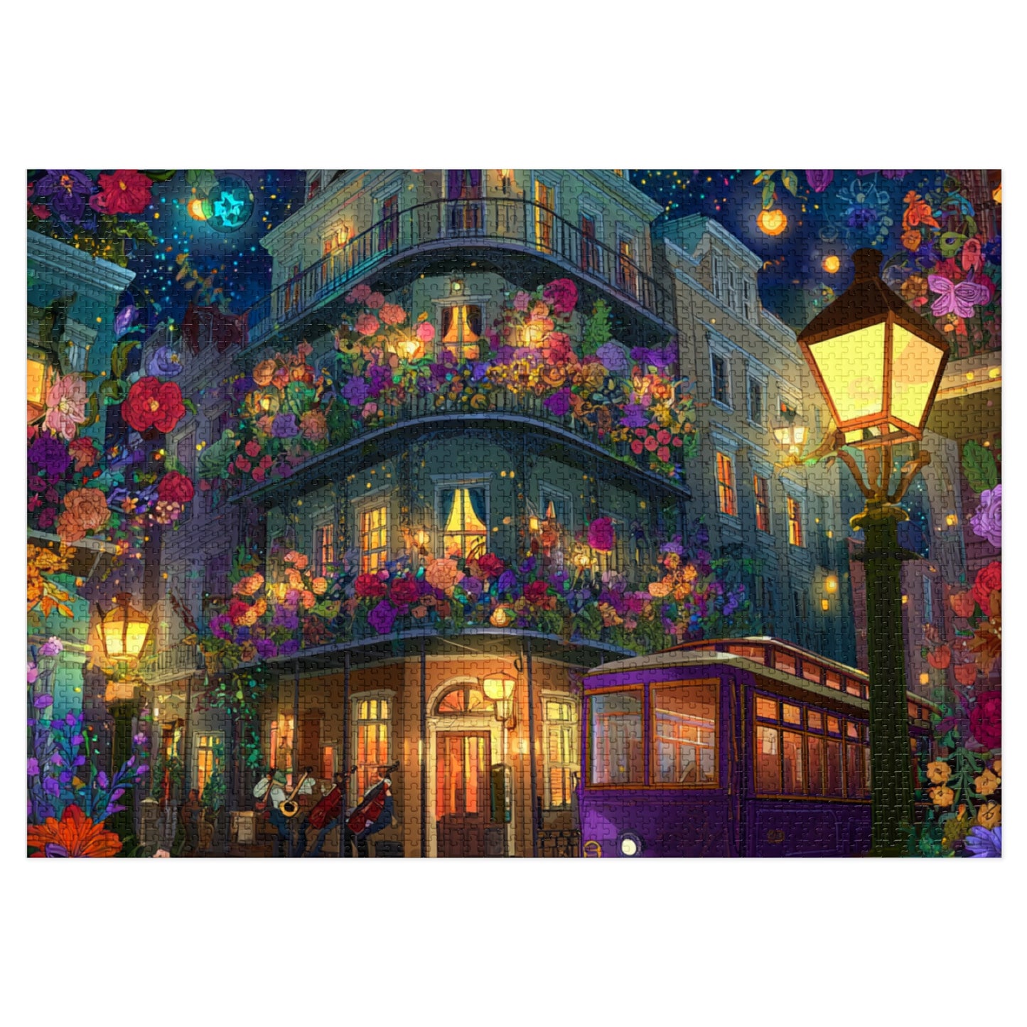 Whimsical Floral New Orleans Puzzle – A Colorful French Quarter Adventure Jigsaw Puzzle with Tin