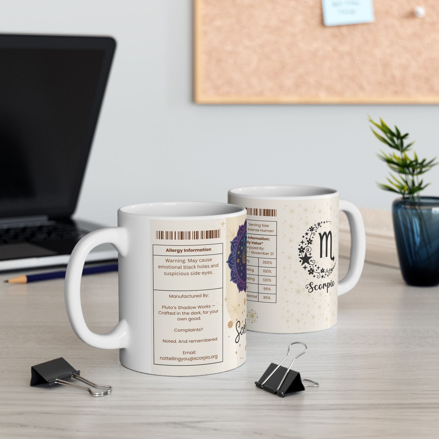 Scorpio Nutrition Facts Mug, Funny Astrology Gift, Zodiac Ceramic Mug 11oz & 15oz, Birthday Gift for Scorpio, Astrology Lover Gift