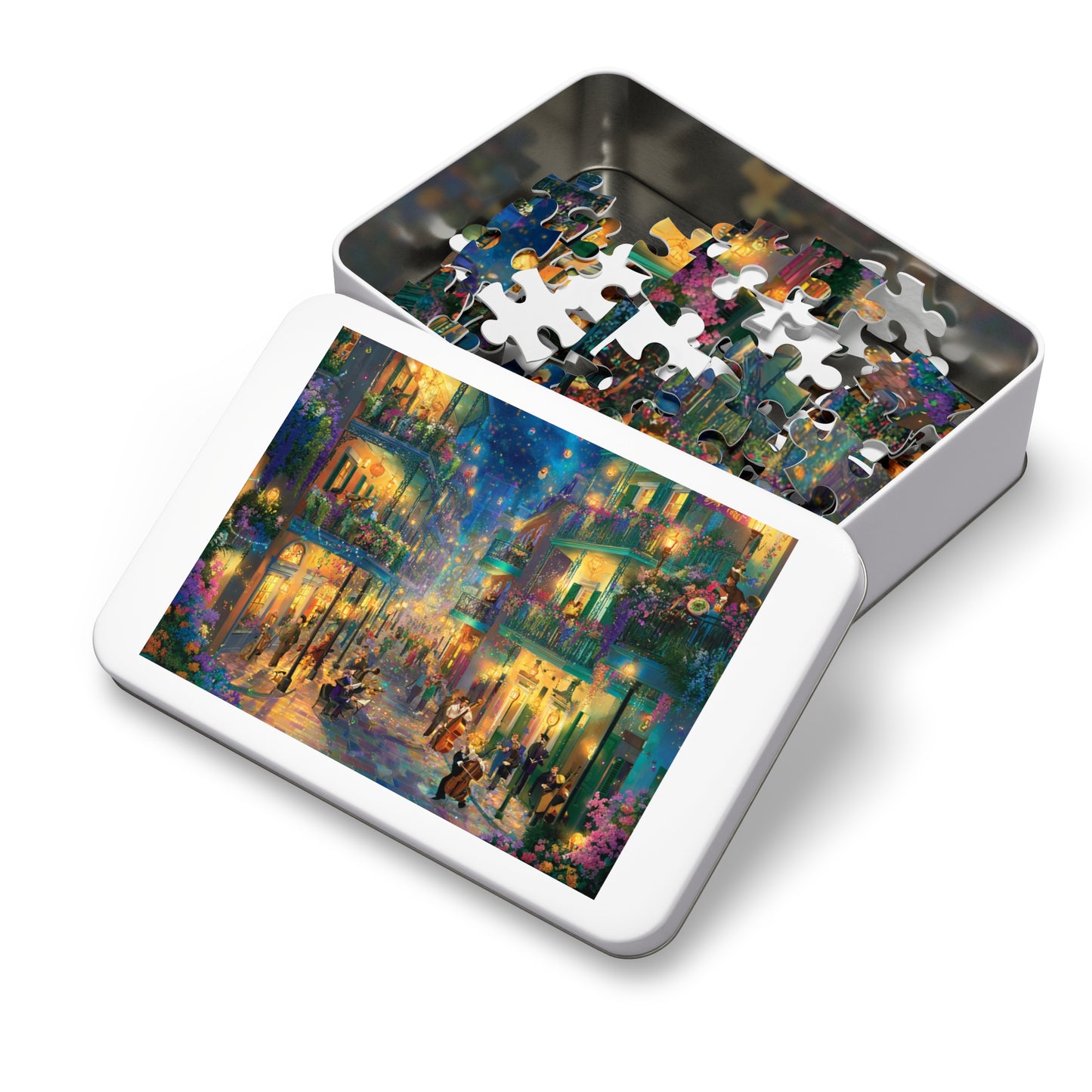 New Orleans Jazz on the Street Jigsaw Puzzle with Tin