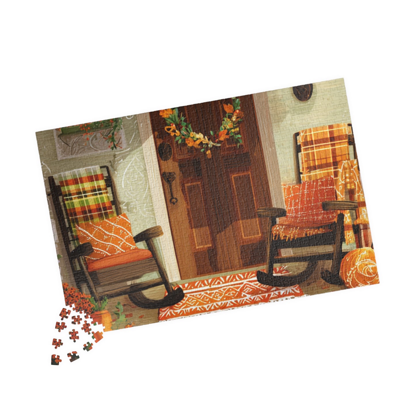 Autumn Porch Puzzle — 520/1014-Piece Fall Jigsaw with Cozy Harvest Doorway Scene