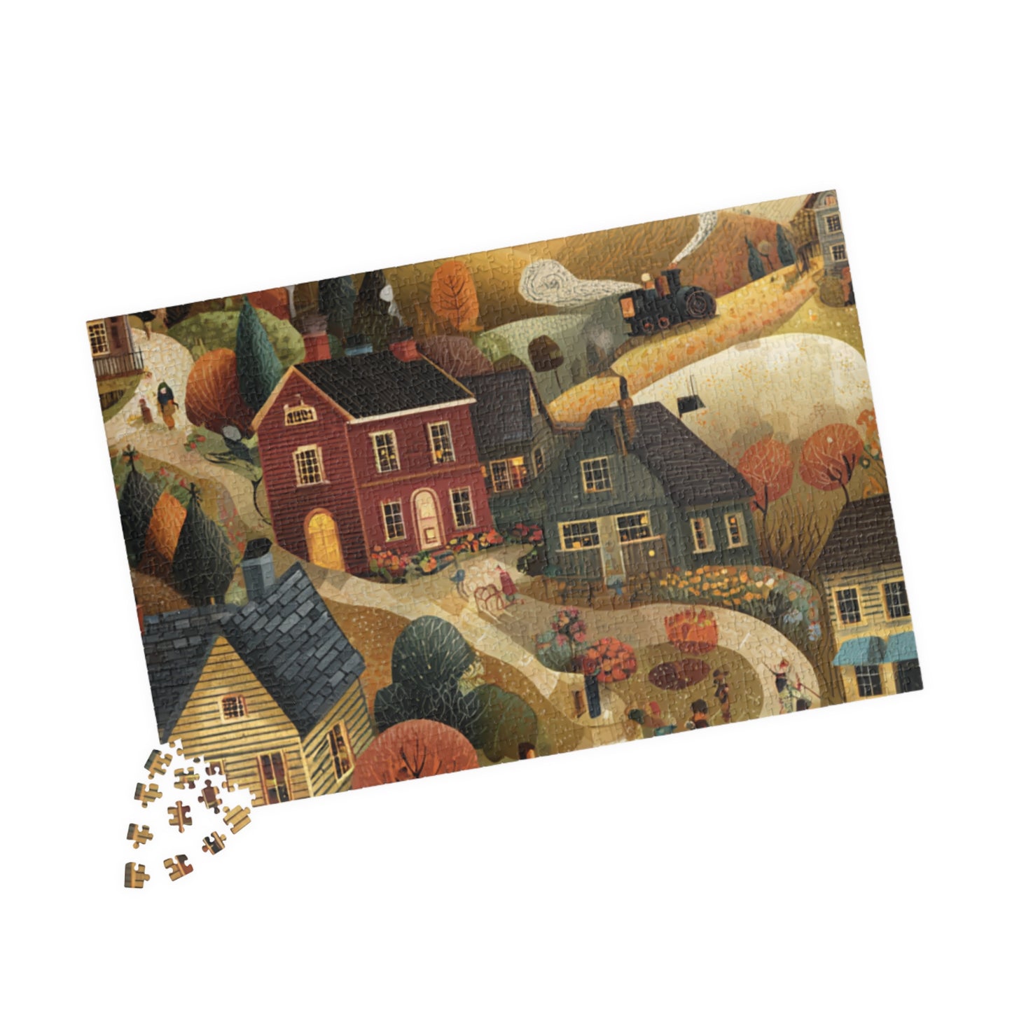 Autumnbrook Hollow Village Puzzle – Cozy Fall Family Fun, Seasonal Gift, Indoor Activity | 110–1014 Pieces