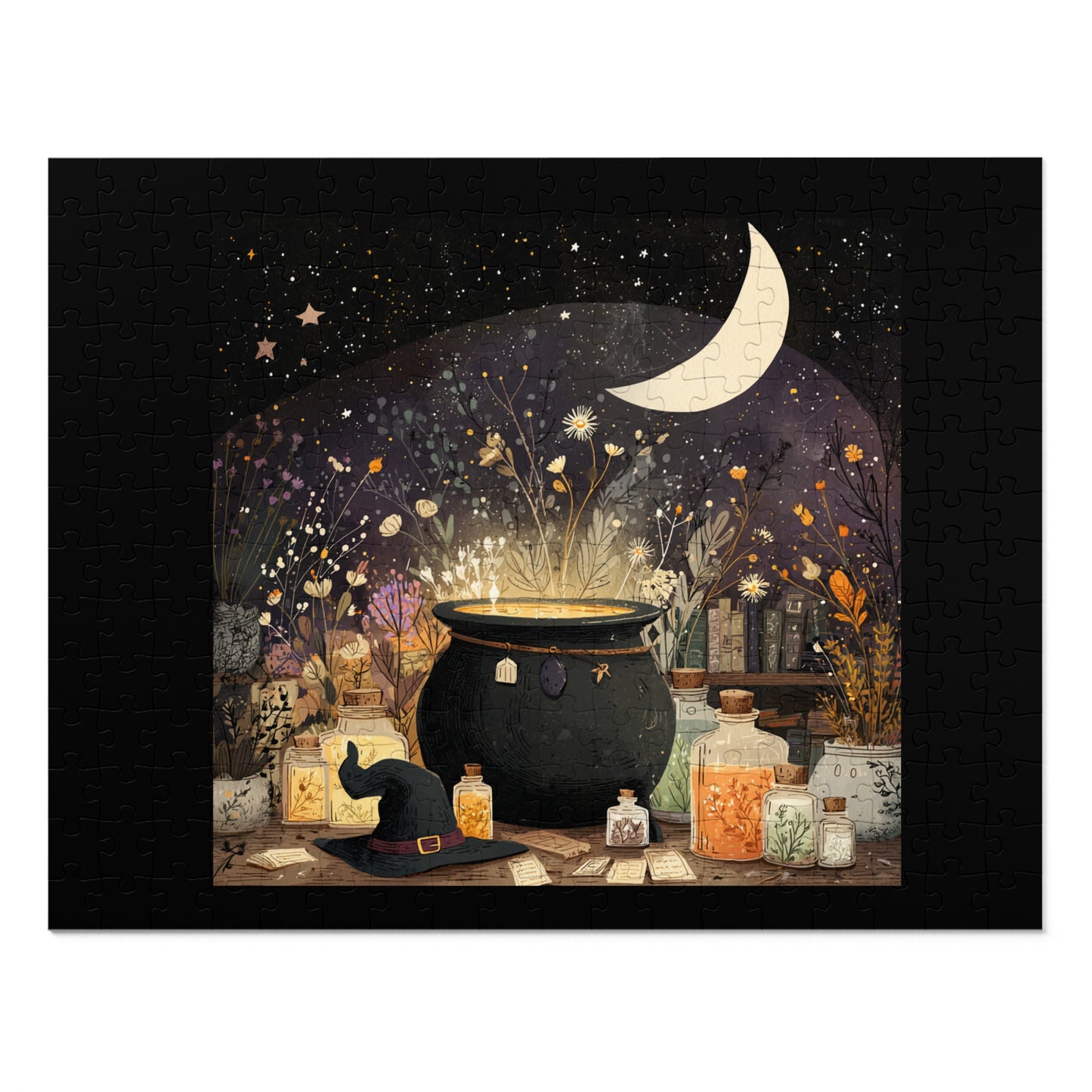 Witchs Magical Cauldron Puzzle with Tin, Bubbling Brews, Enchanted Ingredients & Spellbound Fun, Halloween Puzzle, Witch-Themed Gift