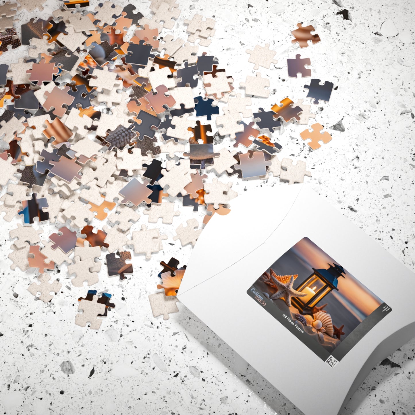 Serenity with Seashells and Lantern, Coastal Decor, Gift for Ocean Lovers, Family Game Night